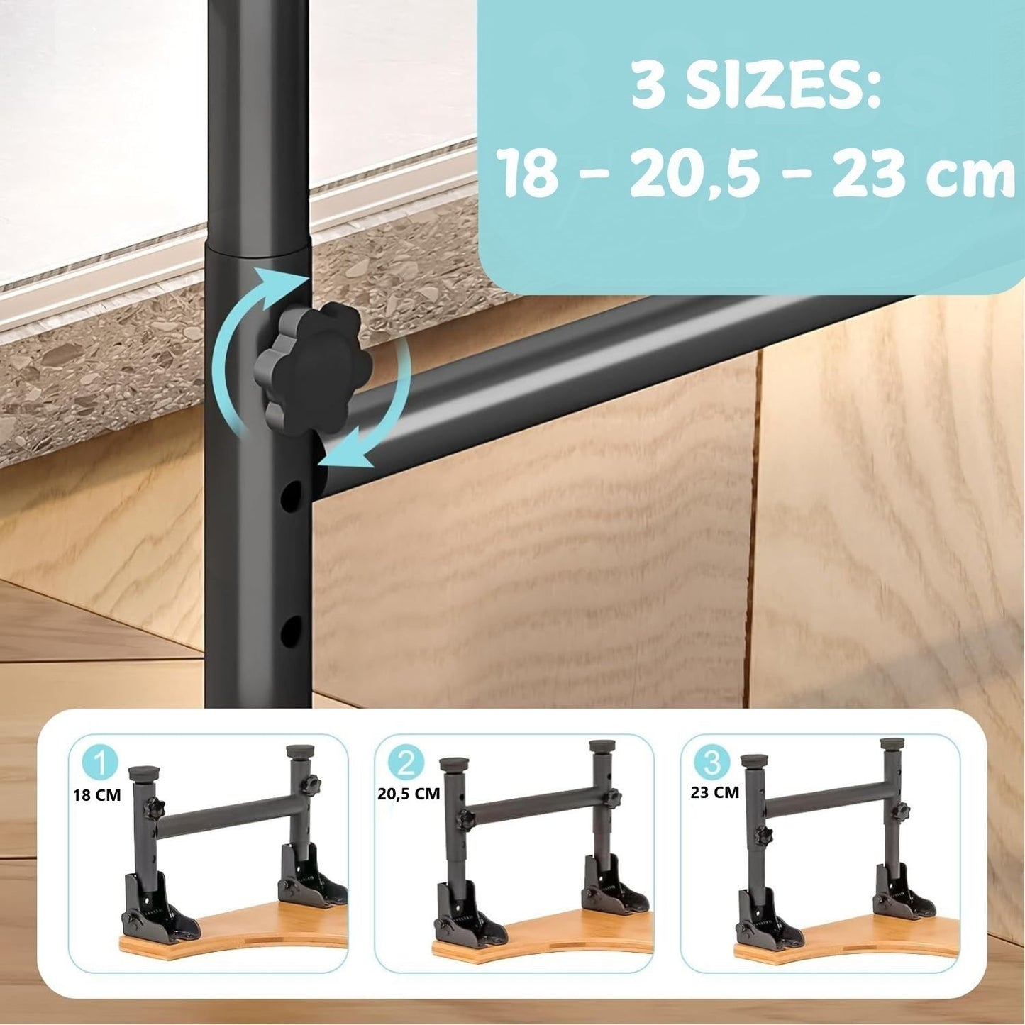 Foldable Bamboo Toilet Stool – Adjustable Height Bathroom Squat Stool with Non-Slip Design
