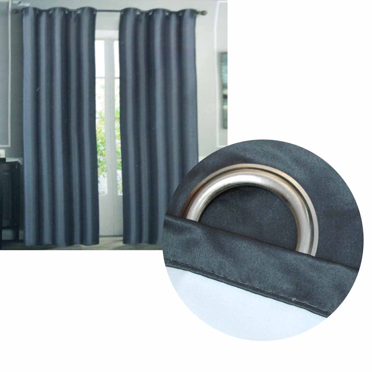 Pair of Coated Back Blockout Eyelet Curtains