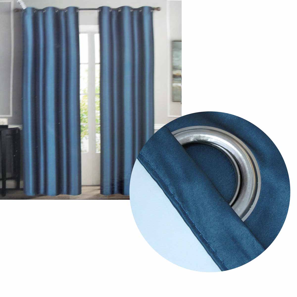Pair of Coated Back Blockout Eyelet Curtains