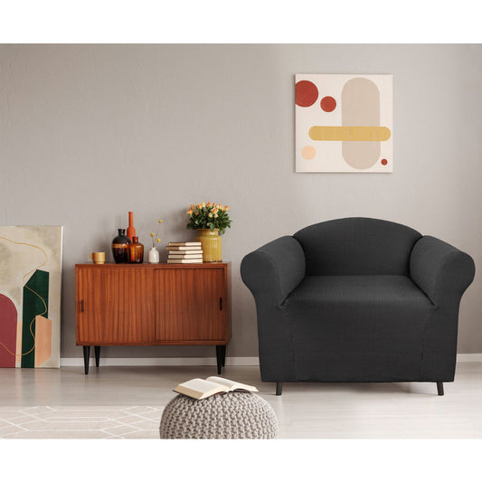 Elan Cambridge Extra-Stretch Sofa Cover – 1-Seater Couch Protector (Steel)