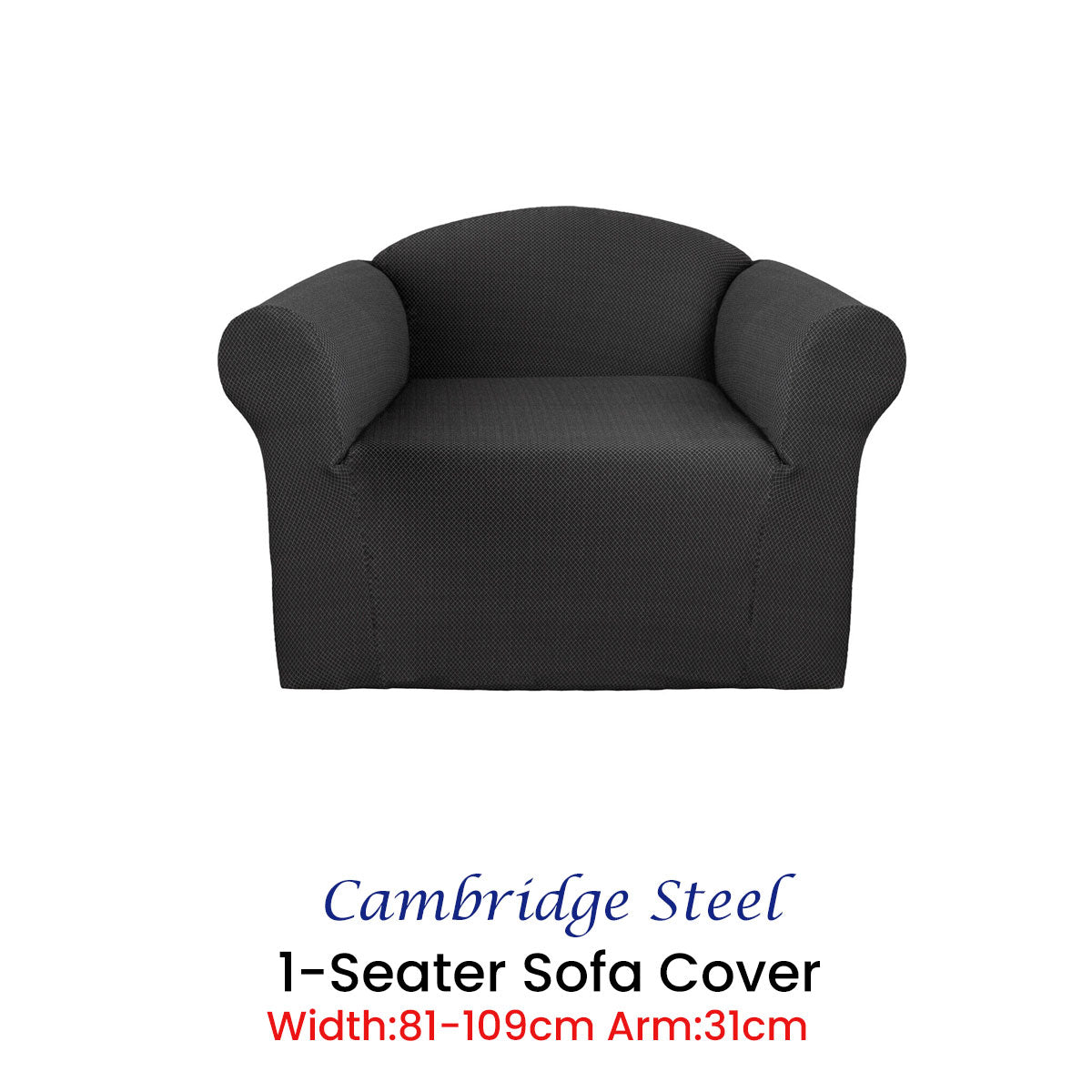 Elan Cambridge Extra-Stretch Sofa Cover – 1-Seater Couch Protector (Steel)