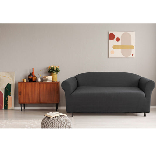 Elan Cambridge Extra-Stretch Sofa Cover – 2-Seater Couch Protector (Steel)