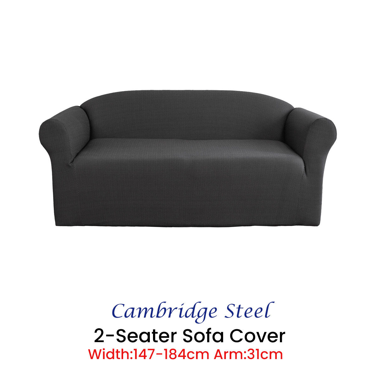 Elan Cambridge Extra-Stretch Sofa Cover – 2-Seater Couch Protector (Steel)