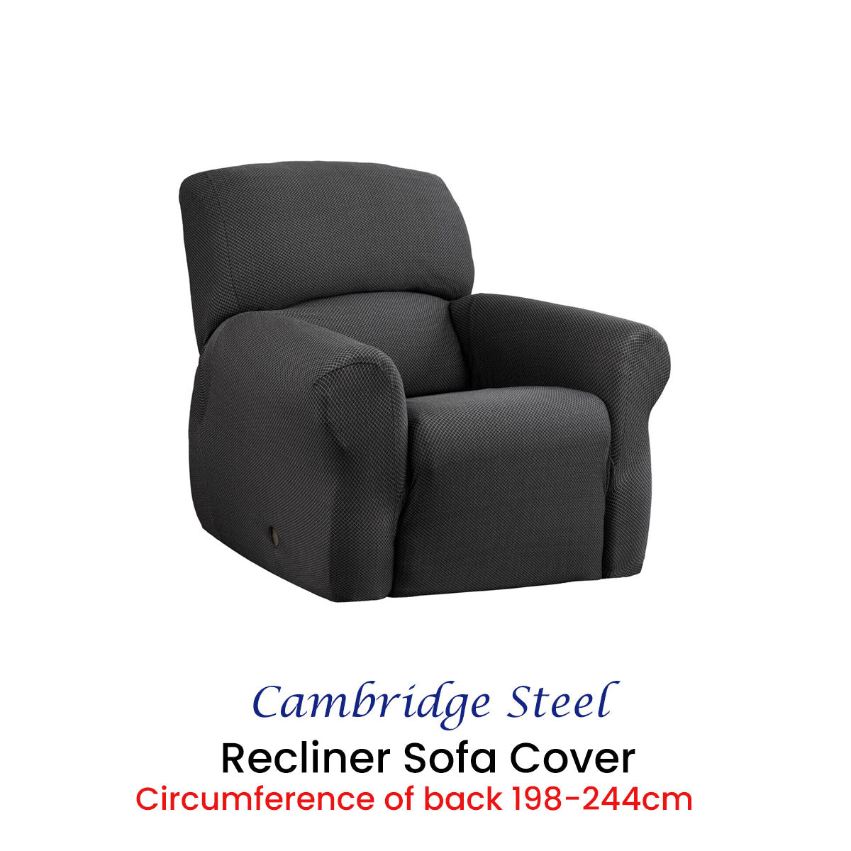 Elan Cambridge Extra-Stretch Recliner Cover – 1-Seater Chair Protector (Steel)