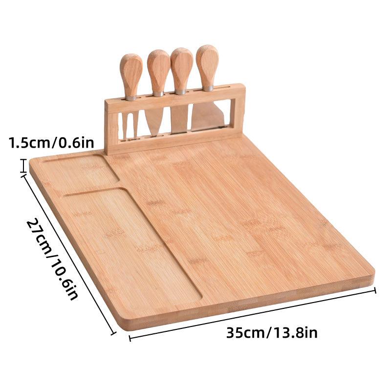 Bamboo Cheese Board Set with Knife for Charcuterie Serving