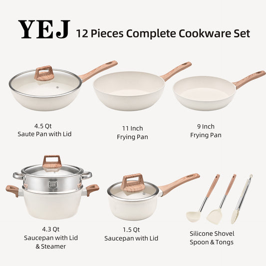 YEJ 12-Piece Non-Stick Cookware Set