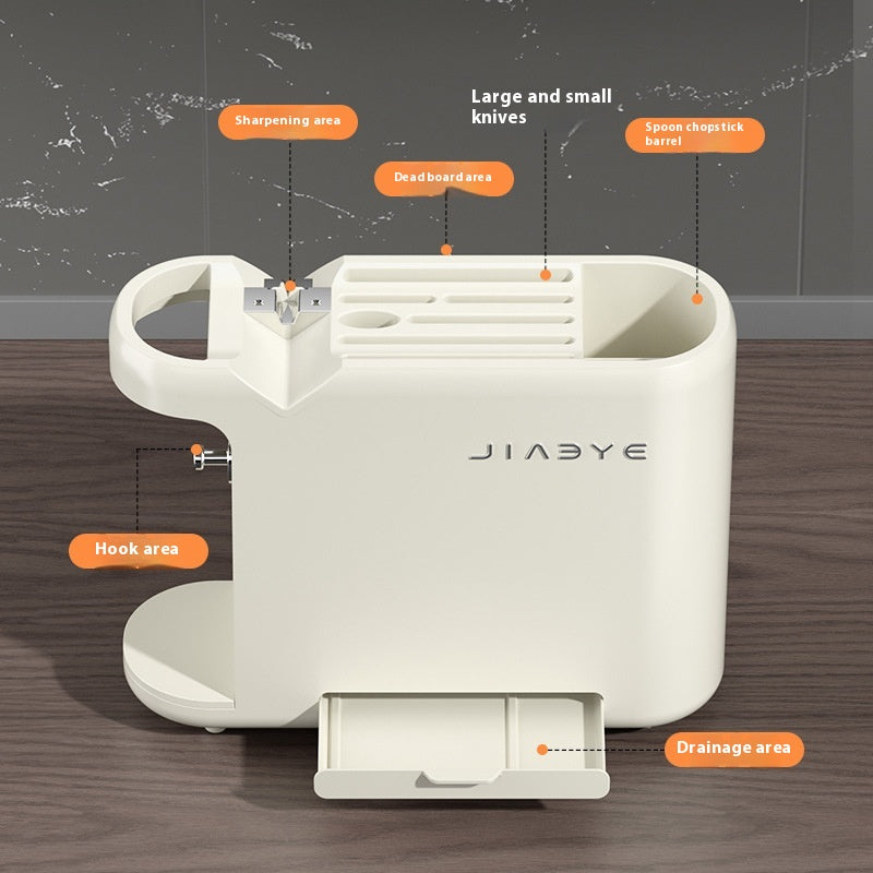 White Multifunctional Kitchen Knife Rack