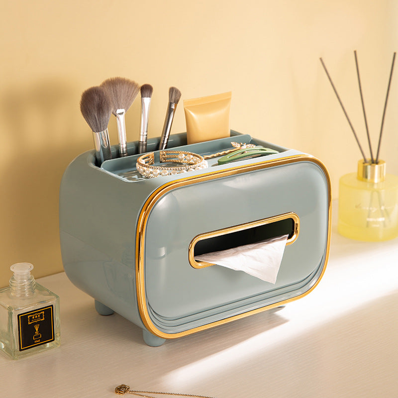 White PET Luxury Tissue Box – Multifunctional Desktop Paper Towel Organizer