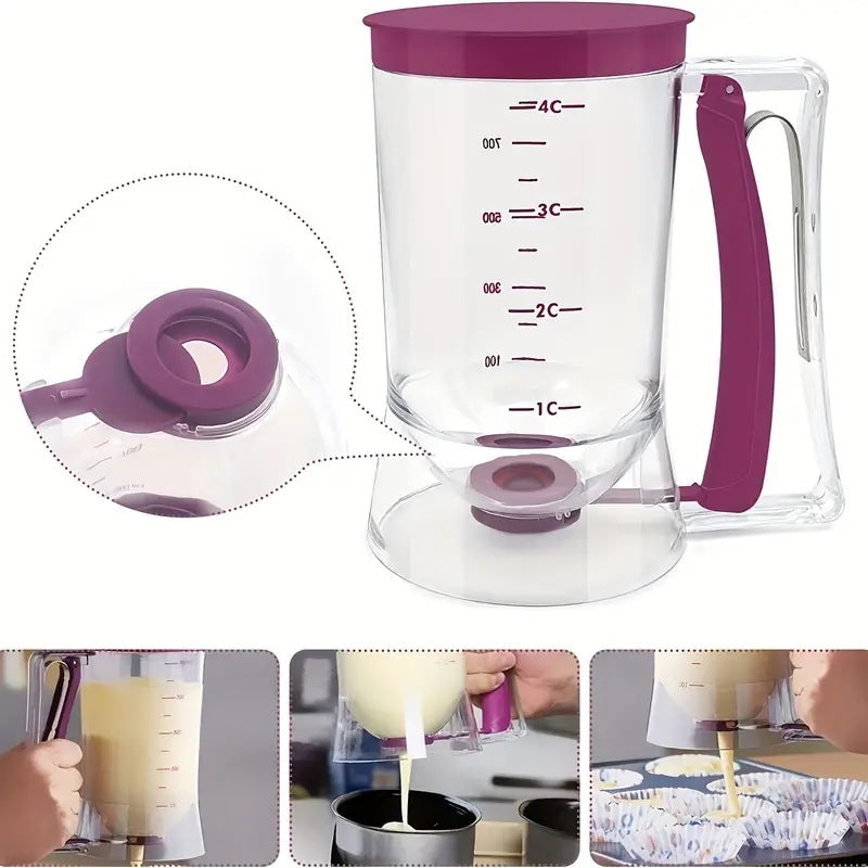 Precision Batter Dispenser with Measurement Marks – Easy-Pour for Pancakes, Cupcakes & Waffles (900ml)