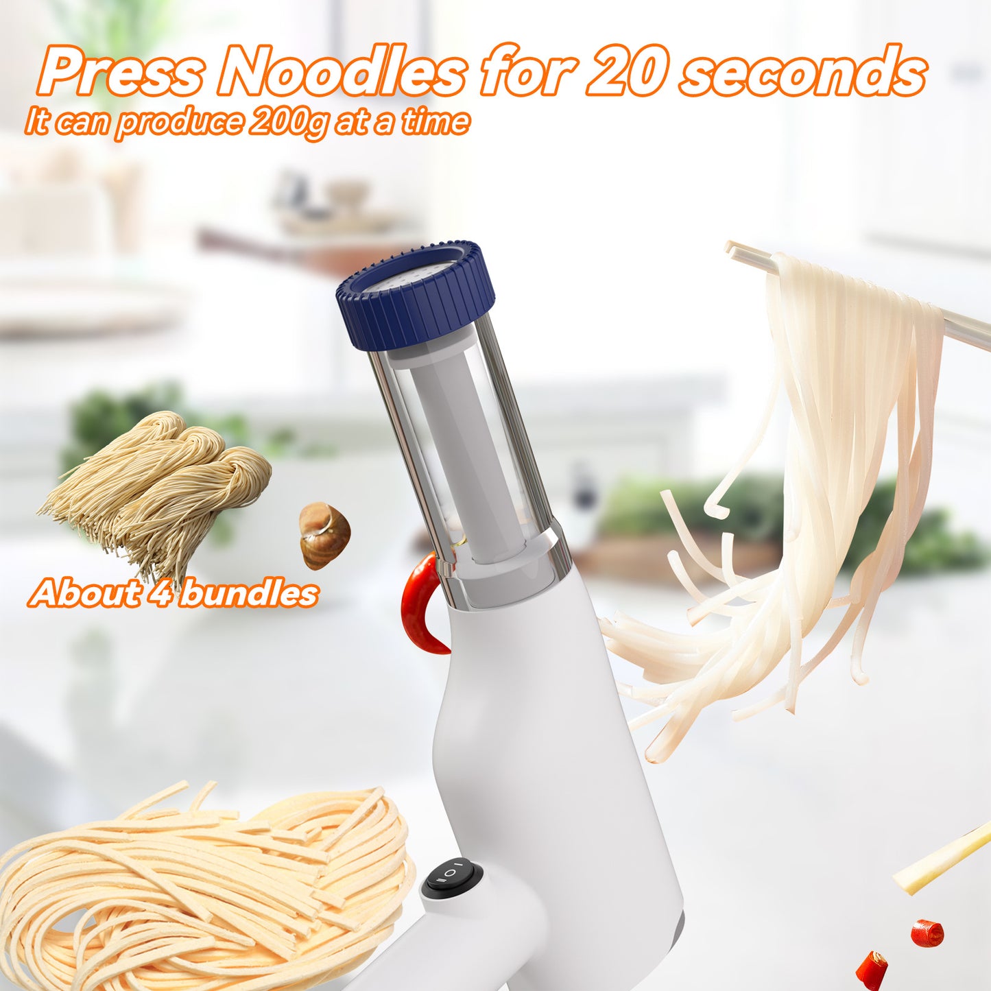 Portable Rechargeable Pasta & Noodle Maker – Cordless with Multiple Shaping Discs