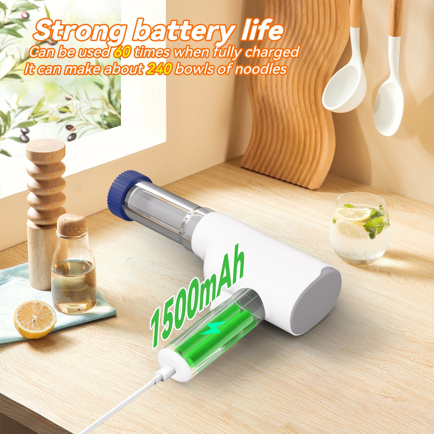 Portable Rechargeable Pasta & Noodle Maker – Cordless with Multiple Shaping Discs