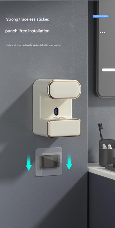 Automatic Toothpaste Dispenser with UVC Toothbrush Sterilizer & Holder – Wall Mounted, Rechargeable (Grey)