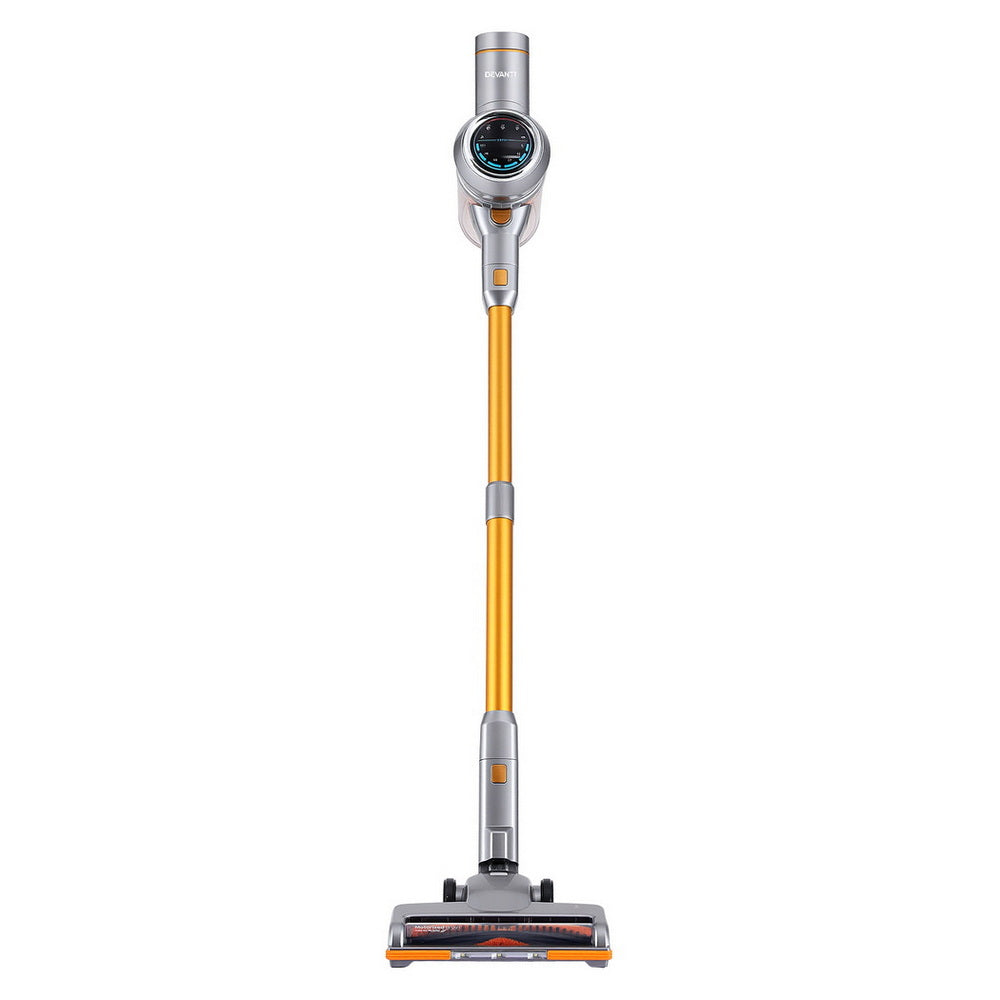 Devanti 300W Cordless Stick Vacuum Cleaner – Self-Standing, Brushless Motor, Golden